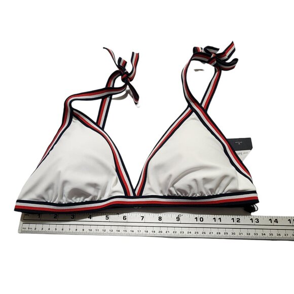 Tommy Hilfiger Women's Triangle Padded Bikini‎ Swimsuit White Size L - Picture 2 of 9